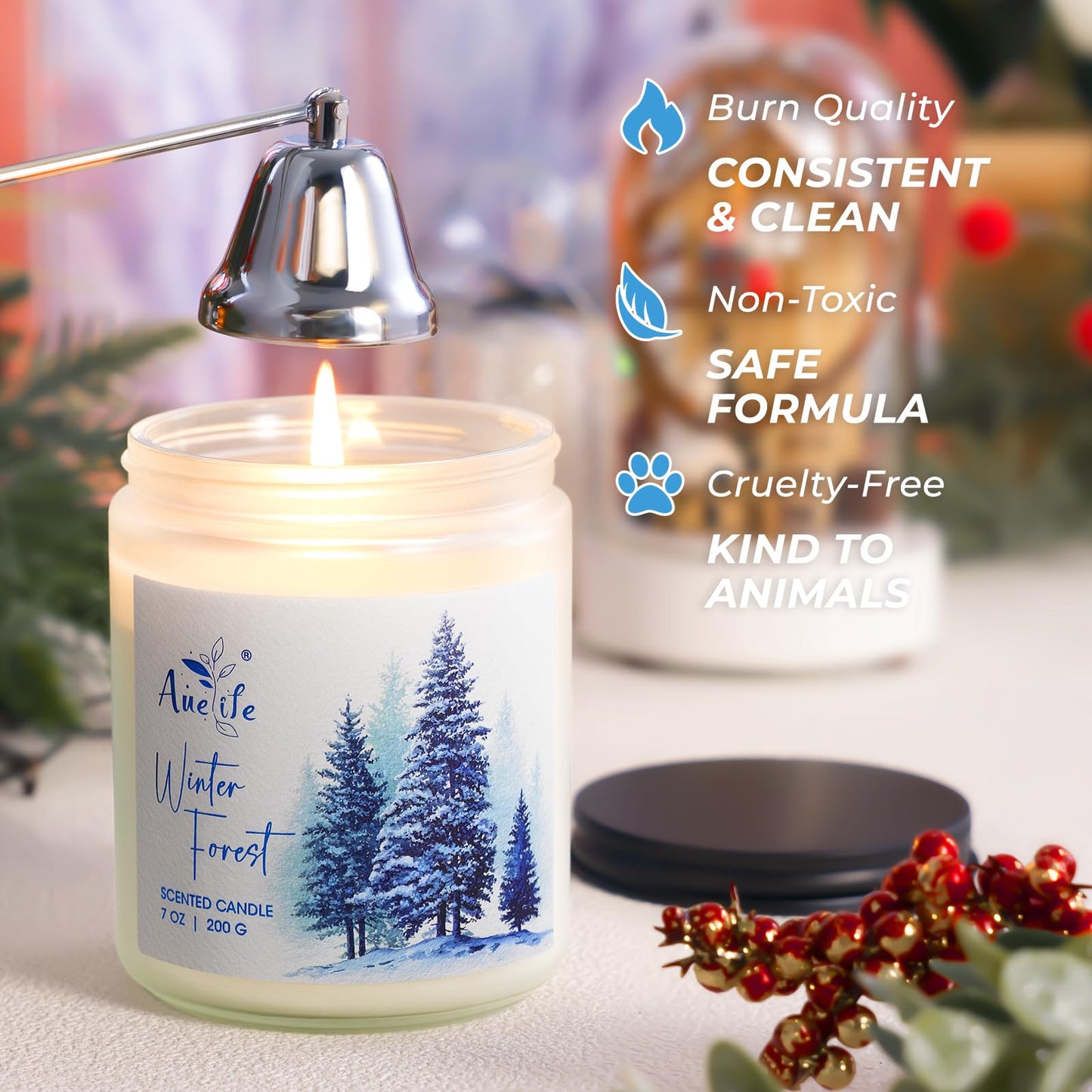 Hello Winter Candle | Fresh Citrus & Jasmine Scented Soy Candles - Winter Aromatherapy Candles Gift for Women & Men, Cozy Holiday Home Décor Candle, Long Lasting Clean Burn