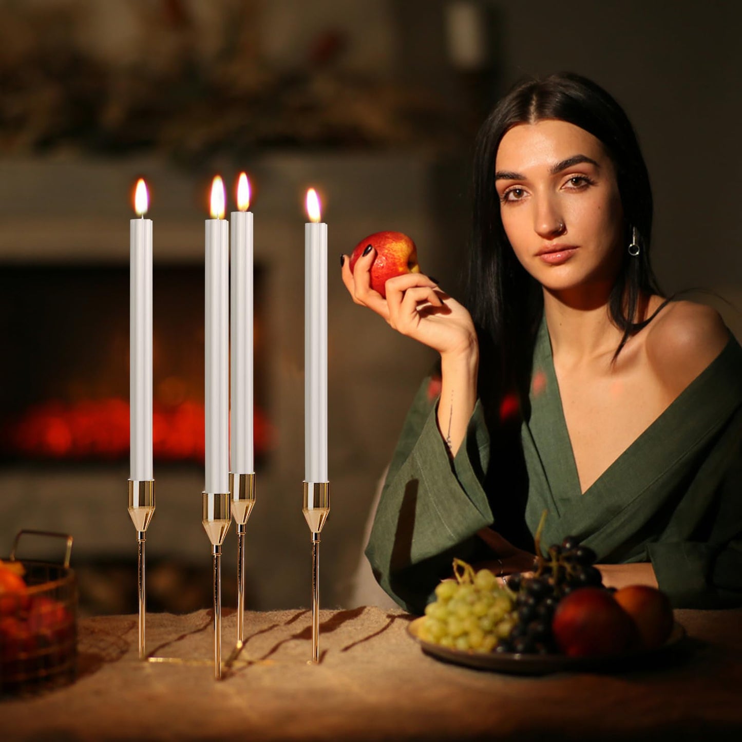 Dripless Taper Candles Unscented White Long Taper Candles Smokeless 10 Inch Roman Column Design Dinner Candlesticks for Home Decoration Holiday Gifts(2Pcs)