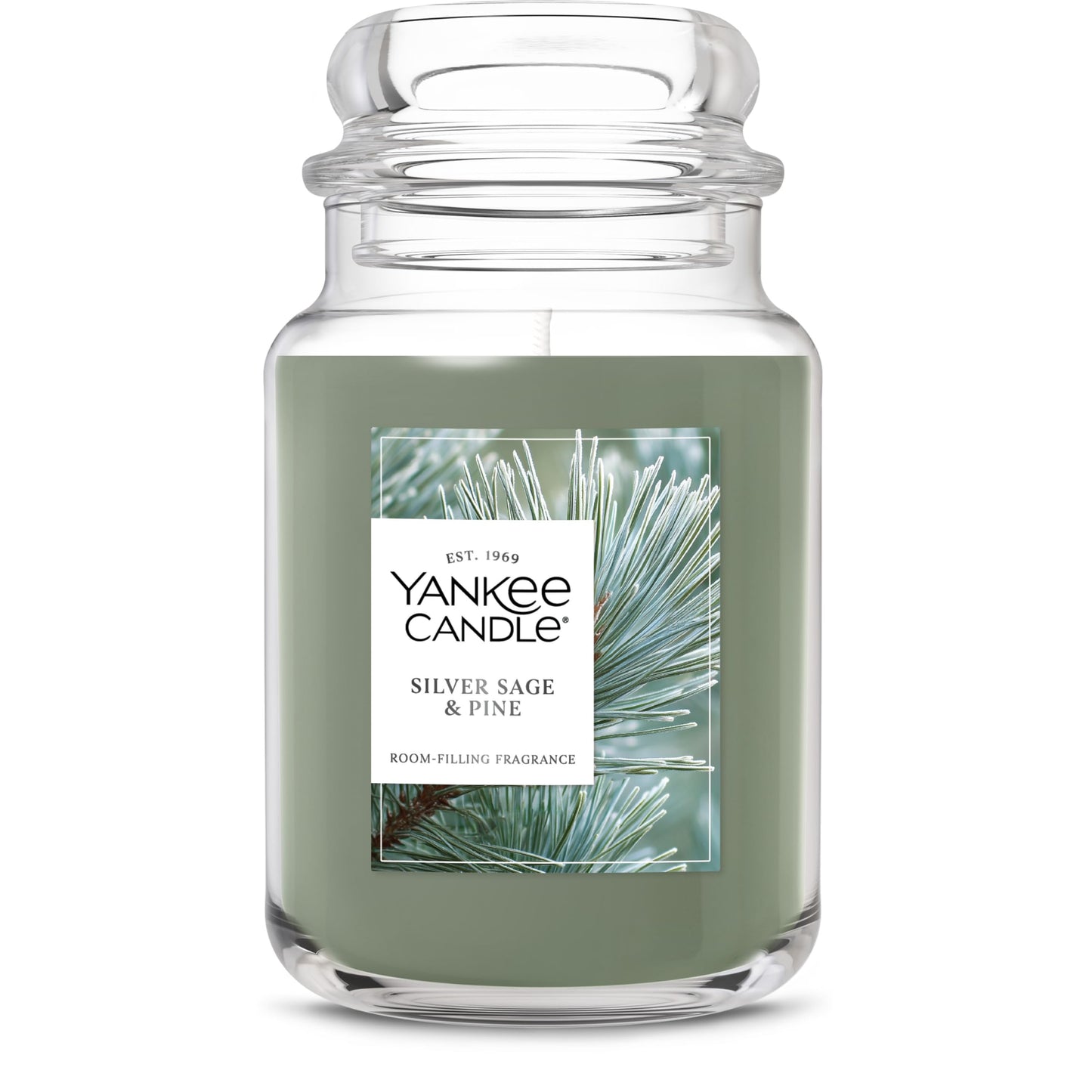 Yankee Candle, Silver Sage & Pine Fall Scented Candle, 22oz Large Jar with up to 150 Hour Burn Time
