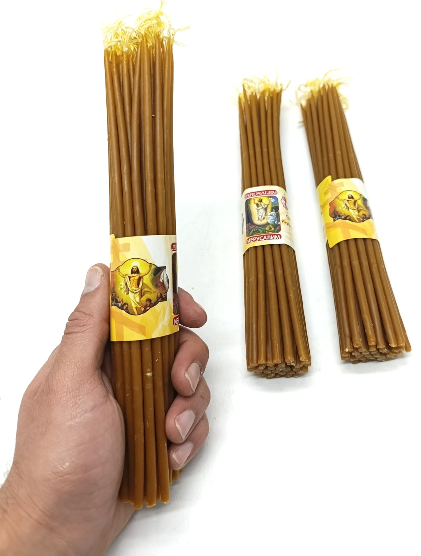 ZULUF 33 Beeswax Taper Candles Blessed at Holy Sepulchre Jerusalem – 9” Honey Scent Orthodox Church Prayer Candles, Christian Devotional Candles for Liturgy, Easter, Home Altar – 3 Bundles (99 Total)
