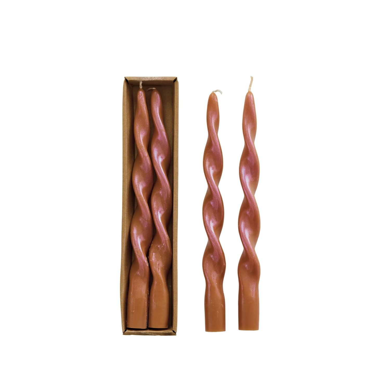 Creative Co-Op Set of 2 Unscented Twist Taper Candles, Boxed