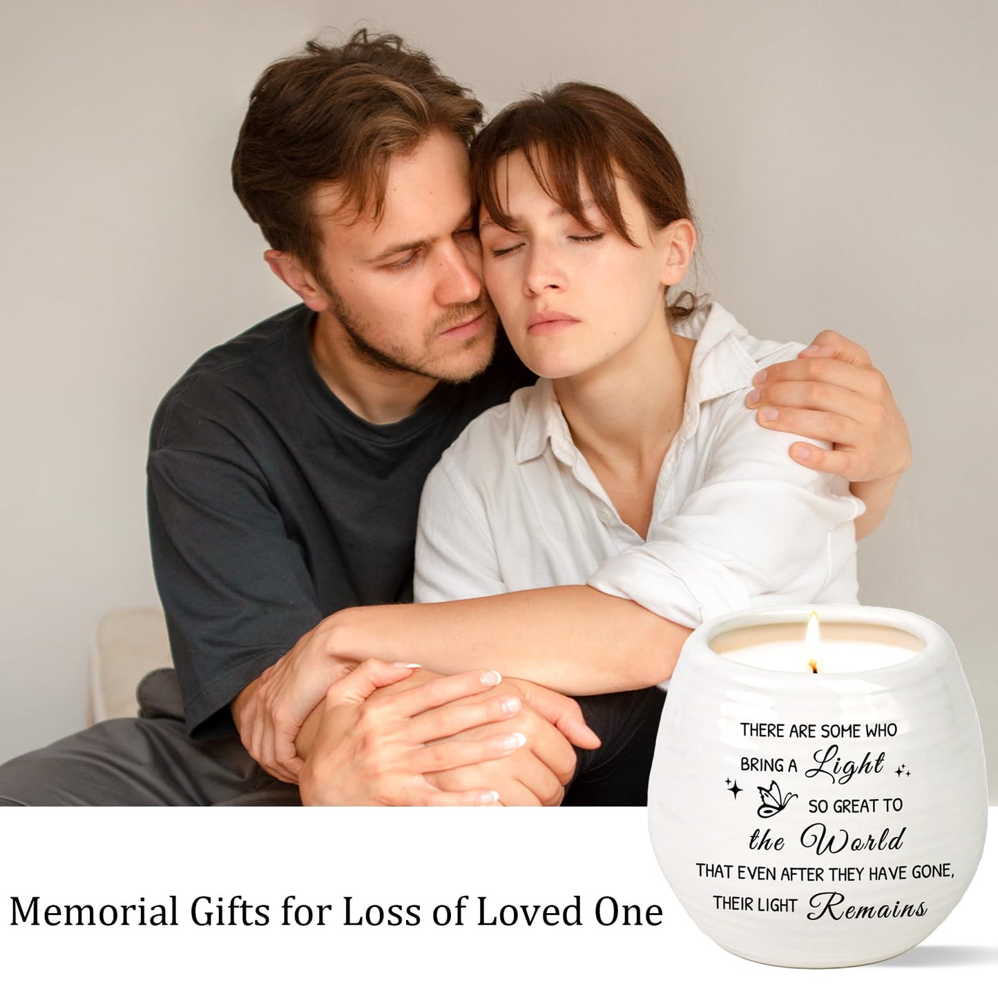 Sympathy Gift for Loss of Loved One,10 Oz Memory Candle for Loss of Loved One, Celebration of Life Decorations Memorial Gifts Bereavement Gift for Loss of Dad Mom,Sympathy Candles in Handmade Jar
