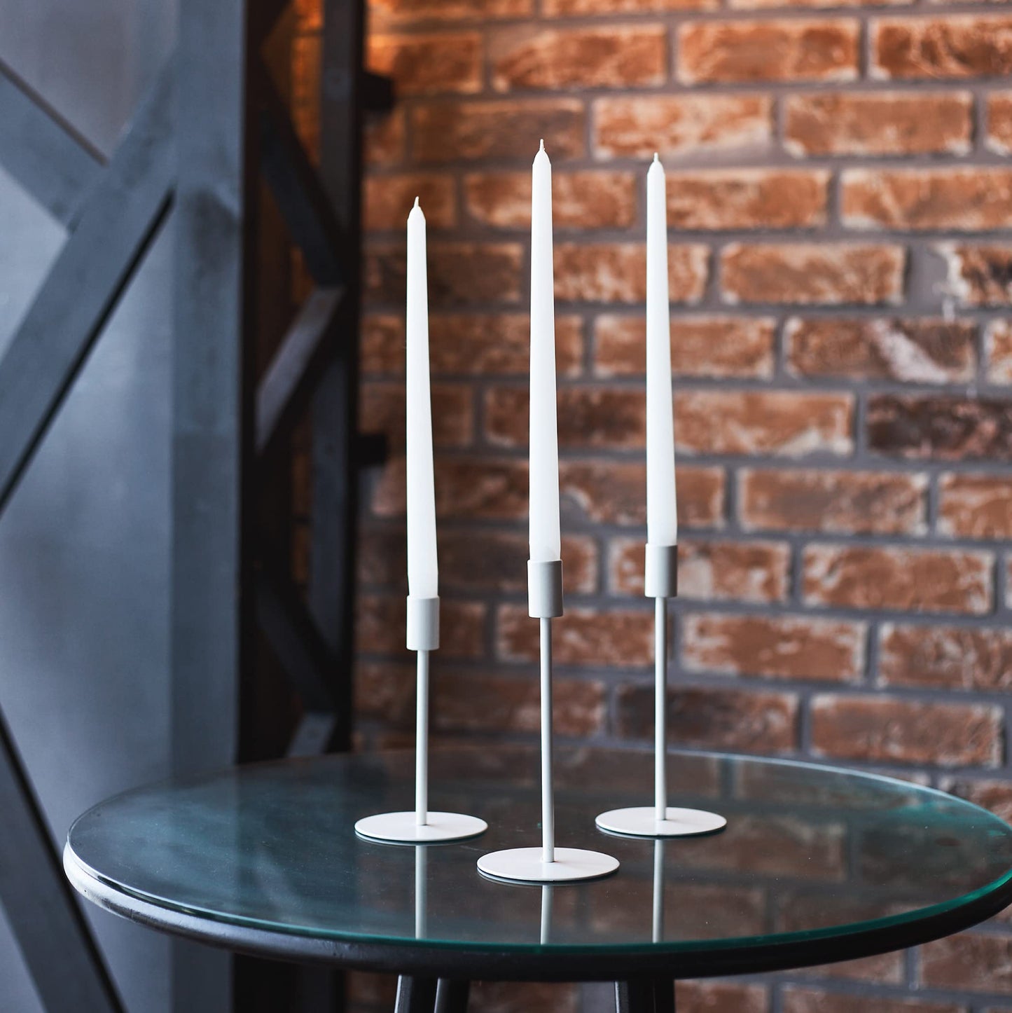 Sonedly 10 inch Taper Candle 12 Pack - Home Interior Long Burning Dripless and Smokeless Unscented Tapered Candles - 8-Hour Burning White