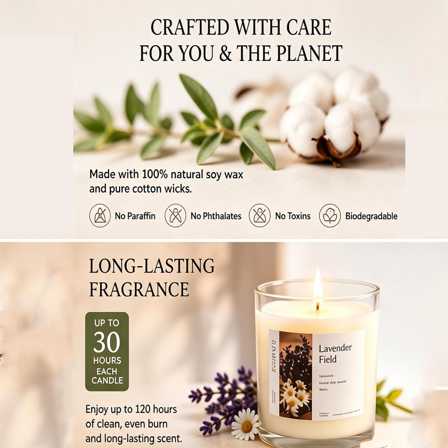 4-Pack Soy Candle Gift Set, Natural Aromatherapy Candles - Sea Salt Sage, Fig Fir, Lavender Eucalyptus, Velvet Rose, 5oz Each 150 Hour, Aromatherapy Candle Gift Set for Home, Relaxation & Spa