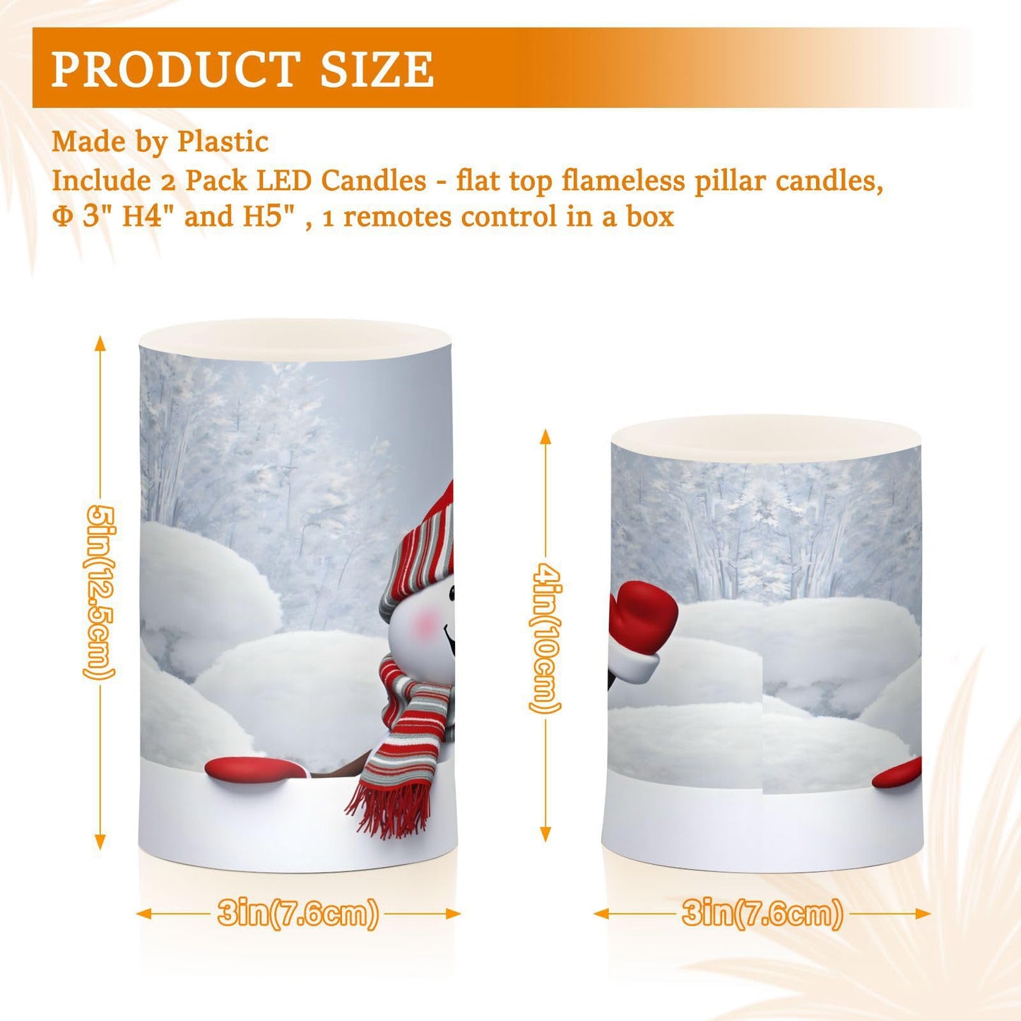 ALAZA Christmas Cute Snowman Winter Flickering Flameless Candles Battery Operated with Remote Timer,Tea Light Candles LED Pillar Votive Candles Set of 2 for Outdoor Indoor Decorations