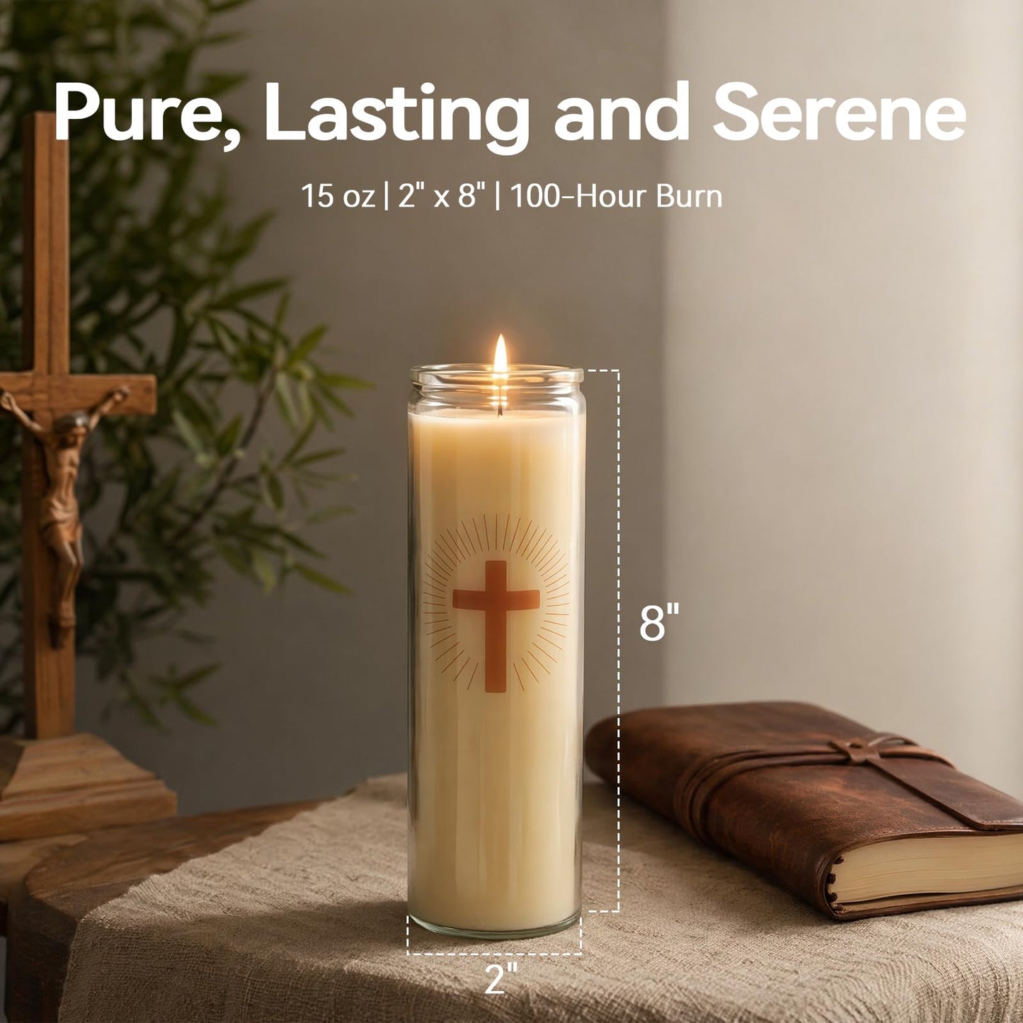 6 Pack White 7 Day Prayer Candles in Glass – Long Burning Unscented Devotional Candles for Vigils, Blessings, Memorials, and Baptism