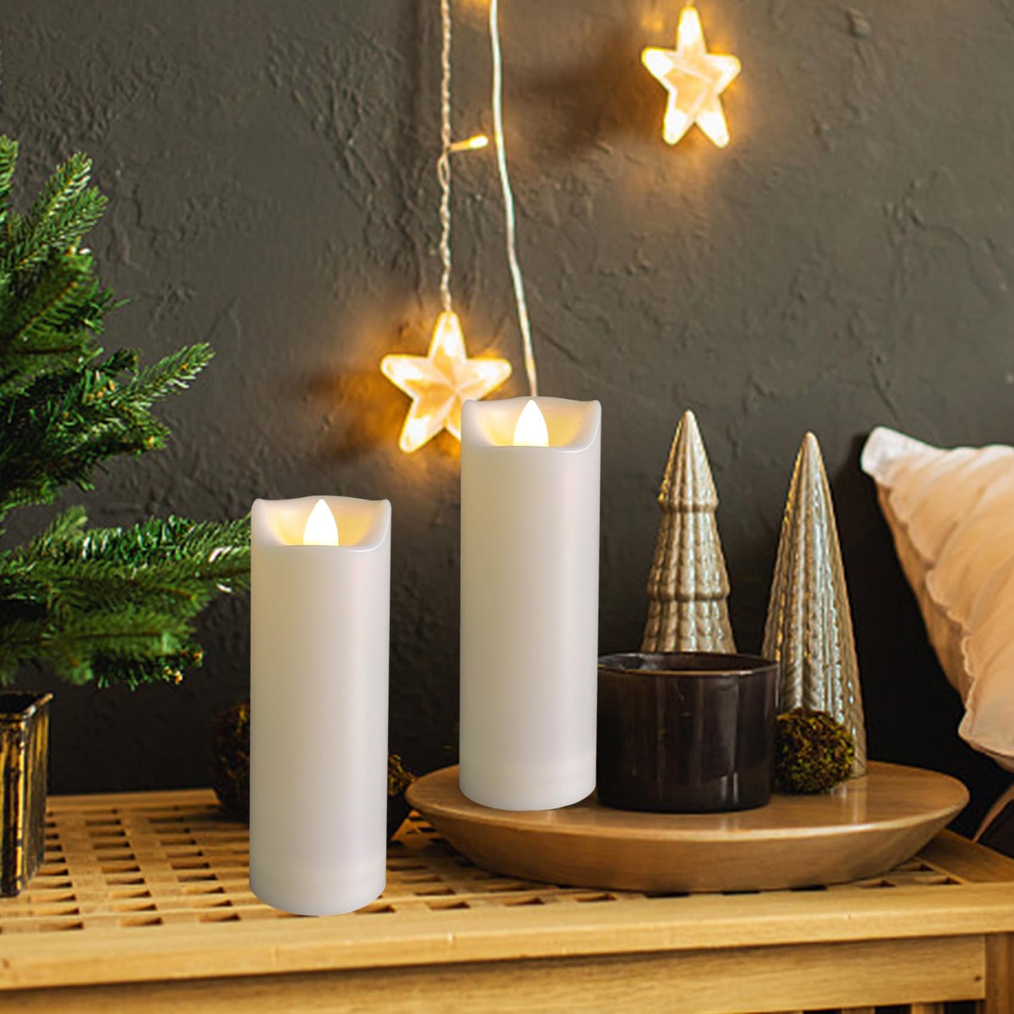 LED Battery Operated Candles 2"x6" Plastic Flickering Flameless Candles with Timer Outdoor Waterproof Wedding Party Halloween Christmas Birthday Decoration Gifts Realistic Slim Tall Pillar Candles