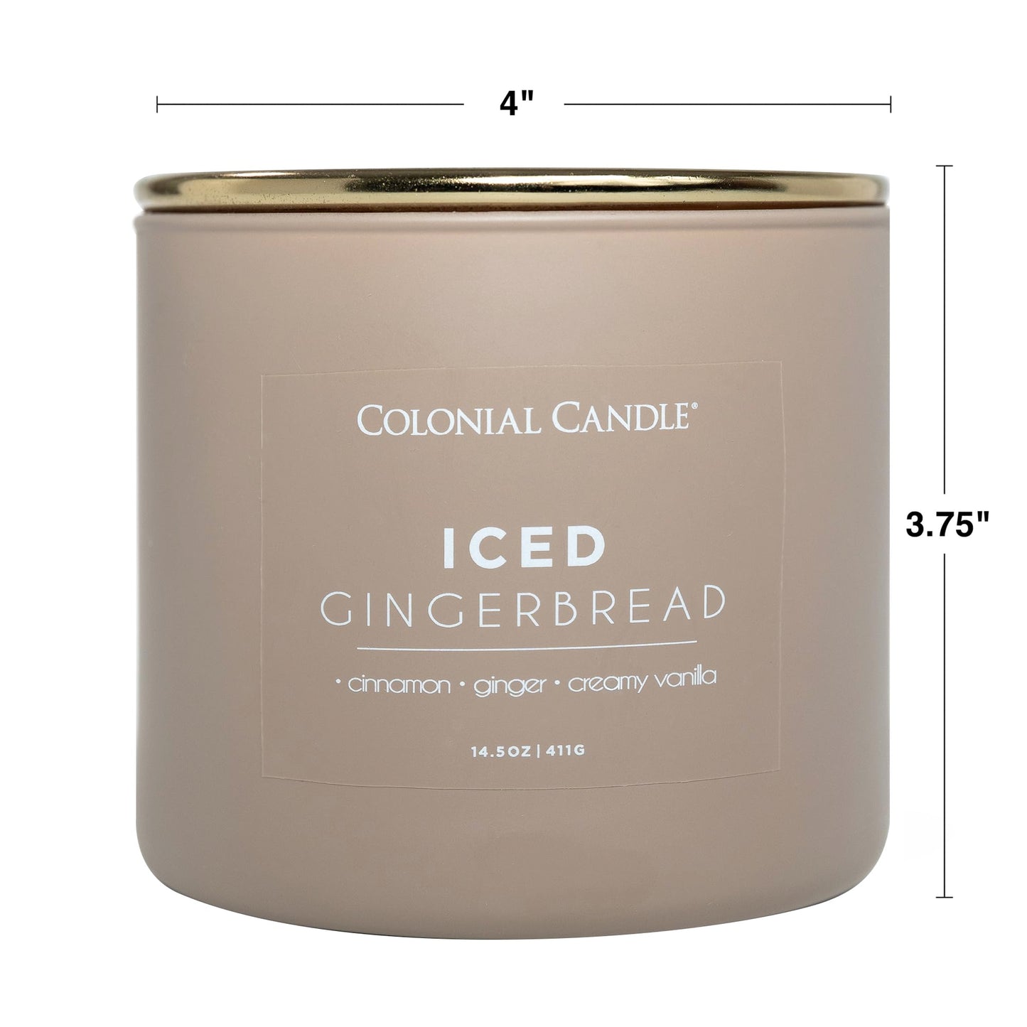 Colonial Candle Iced Gingerbread Scented Jar Candle, Pop of Color Collection, 3 Wick, 14.5 oz - Up to 60 Hours Burn
