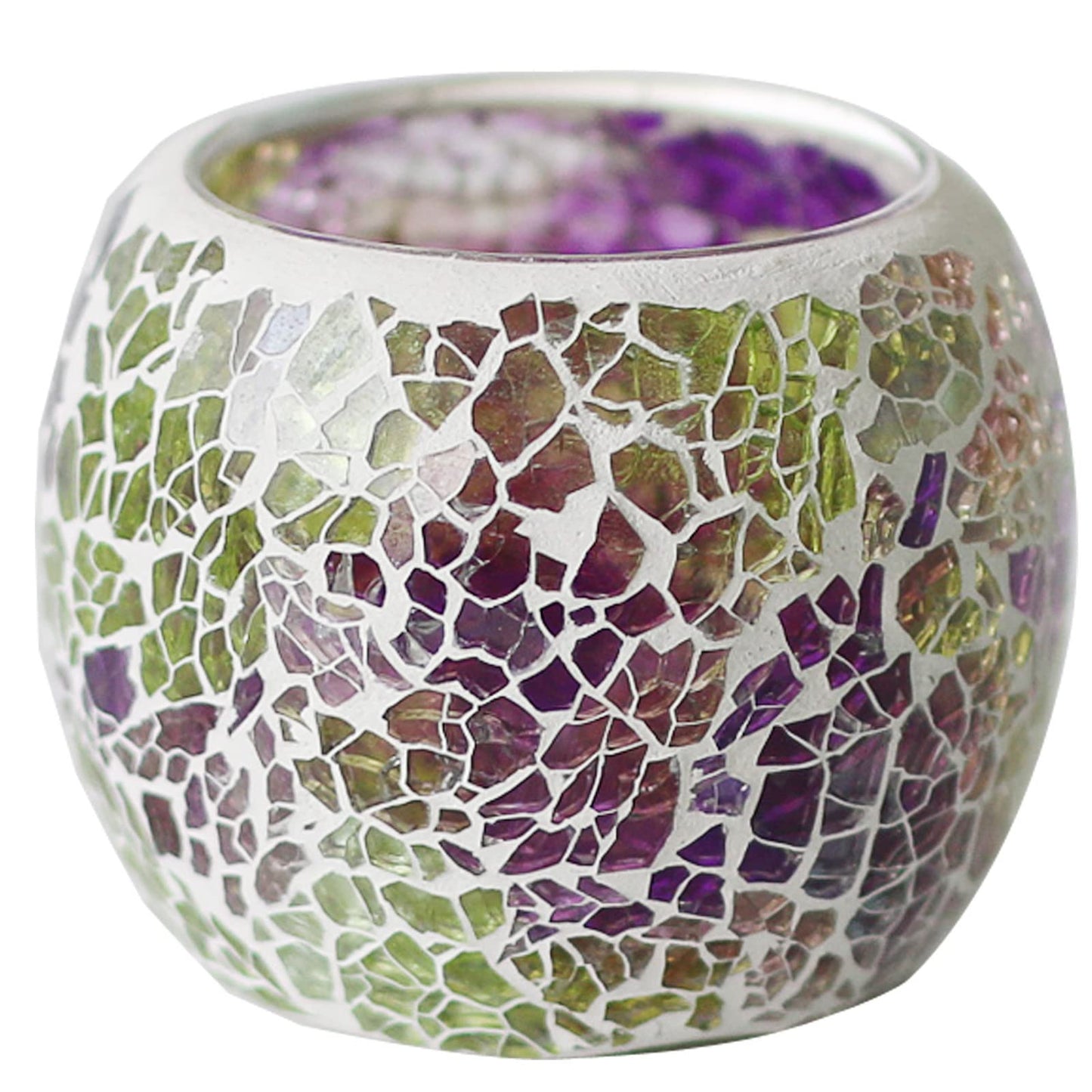 Votive Candle Holders for Table Centerpiece (NO Candles) Wedding Dinner by Candlelight,Tea Light Holders Mosaic Candle Holdes Candlescape Bowl for Valentine's,Christmas Party Decor 1 PC(Pink Green)
