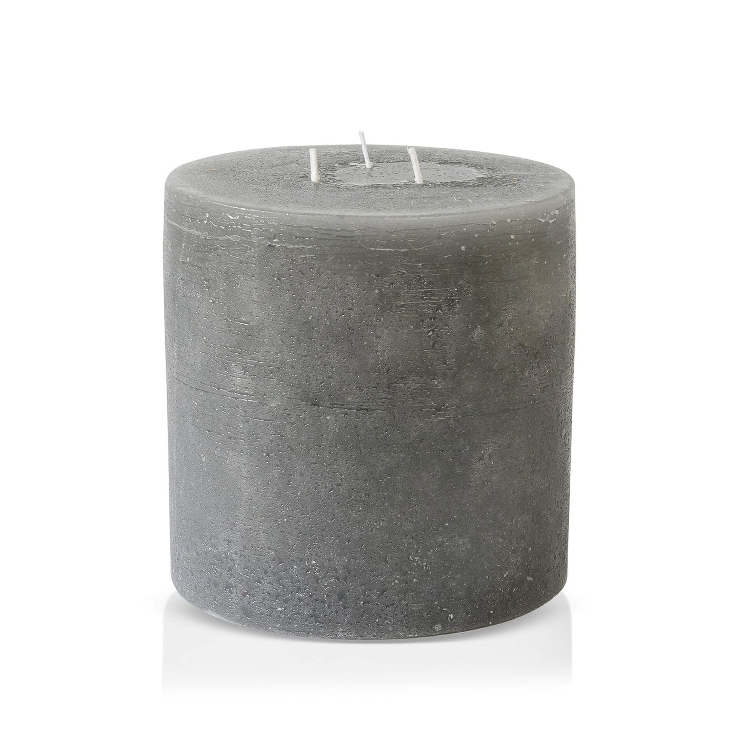 Bask Large Mottled Pillar Candles - Unscented - 6-Inch Diameter for Extra-Wide Holders - 3-Wick Candles for Home and Events - Gray