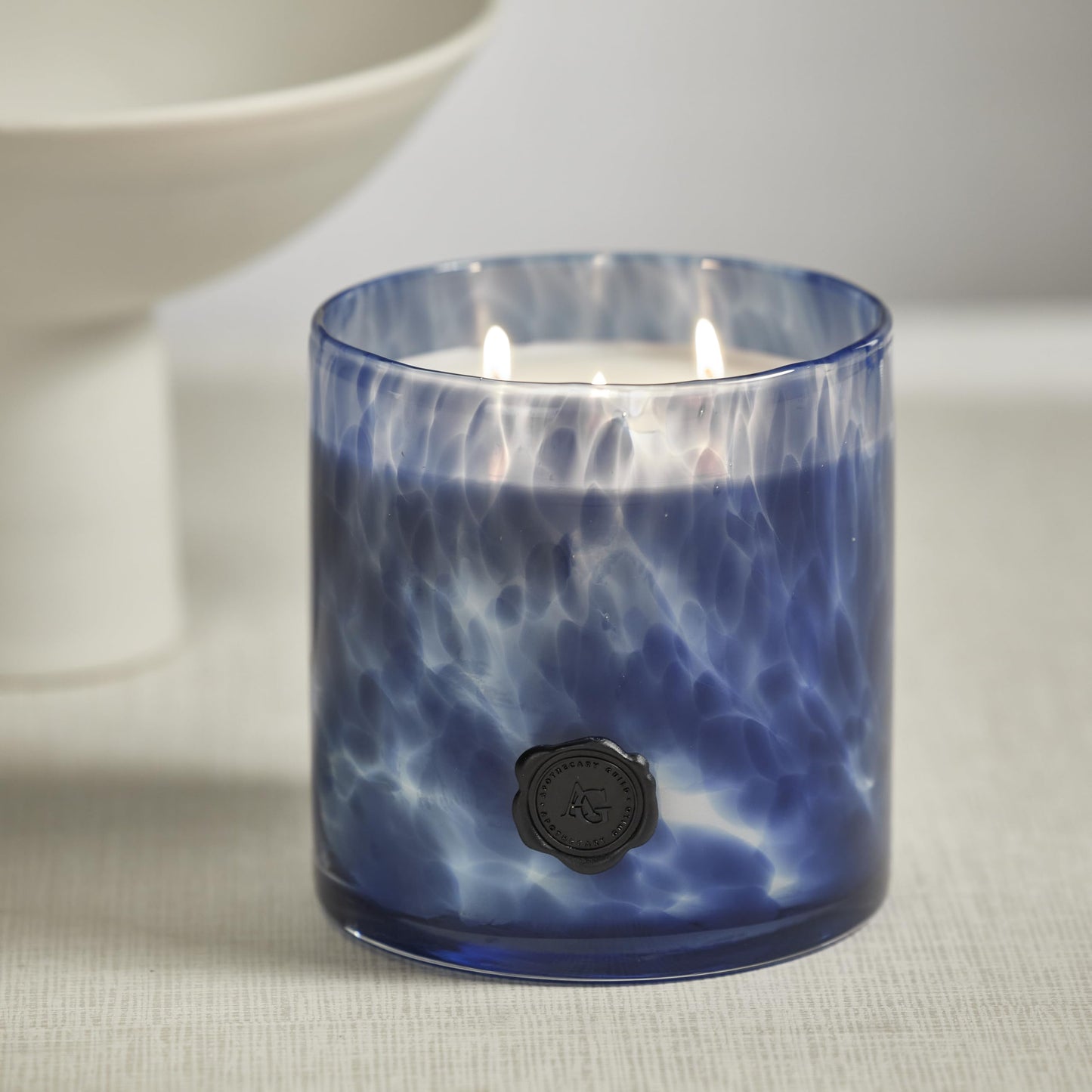 Zodax Apothecary Guild Scented Opal Glass Jar Candle- 50 oz/3-Wick - Sea Salt & Coastal Mist