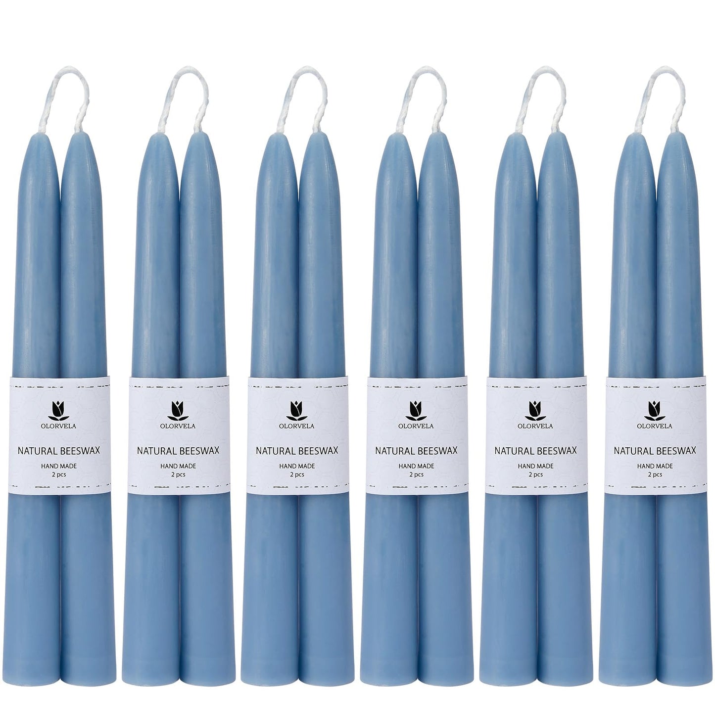 Olorvela Green Beeswax Taper Candles,8" Long Candlestick,smokeless dripless unscented Natural Beeswax Candles.for Gift,Mother's Day (Green, 2 Pack)