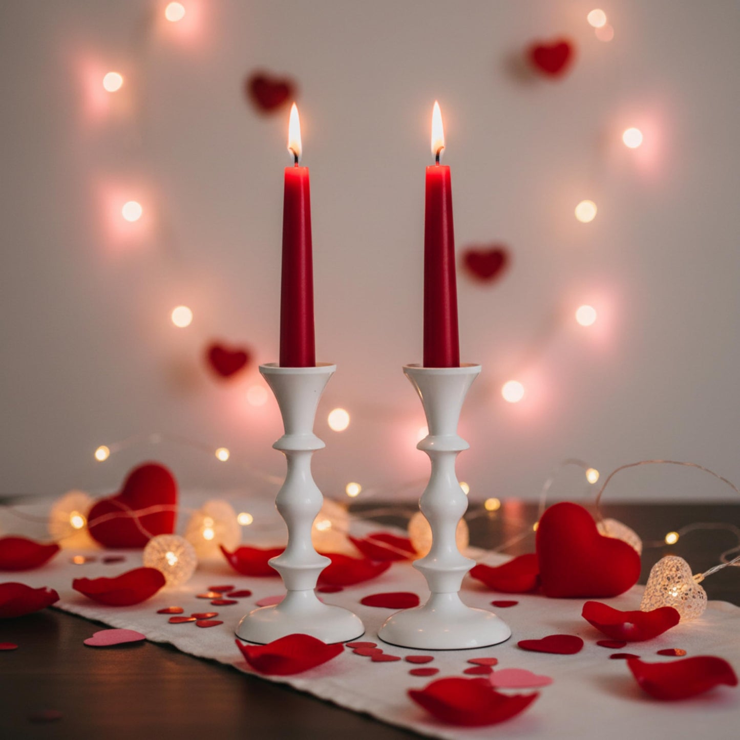 Rely+ White Metal Taper Candle Holders Set of 2 – 5.75" Decorative Candlestick Holders for Table Centerpiece, Home Décor, Dining Table, Wedding & Party Decorations