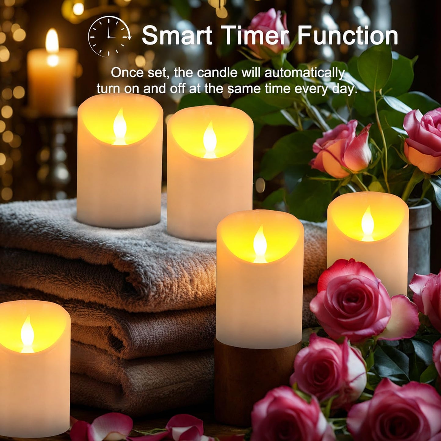 Tediselu 3"x4" Flickering Flameless Candles, Realistic LED Candles, Battery Operated Candles with Remote and Timers, Real Wax Electric Fake Pillar Candles for Festival Wedding Home Party Decor-2Pack
