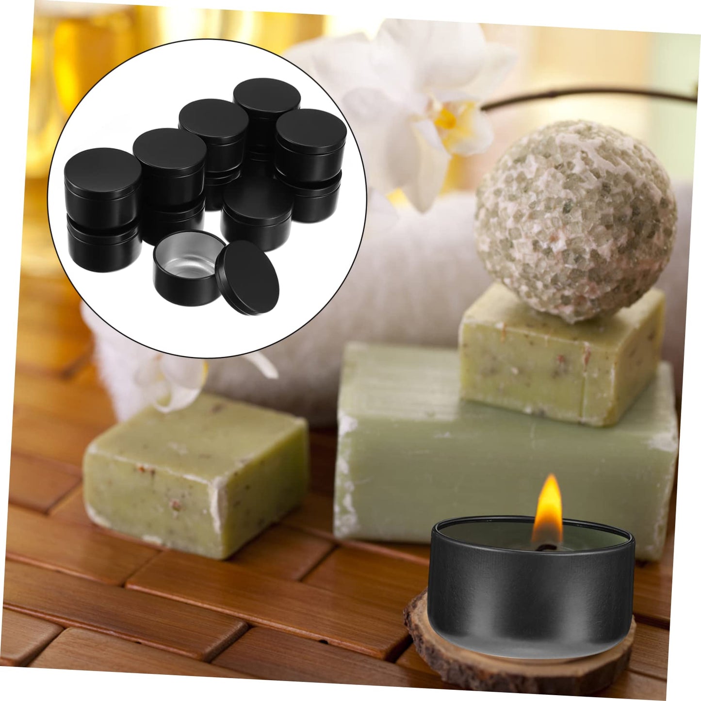 NUOBESTY 12pcs Metal Candle Tins Round Travel Containers for DIY Candles Solid Scented Aromatherapy Storage Portable and Lightweight for Travel Use