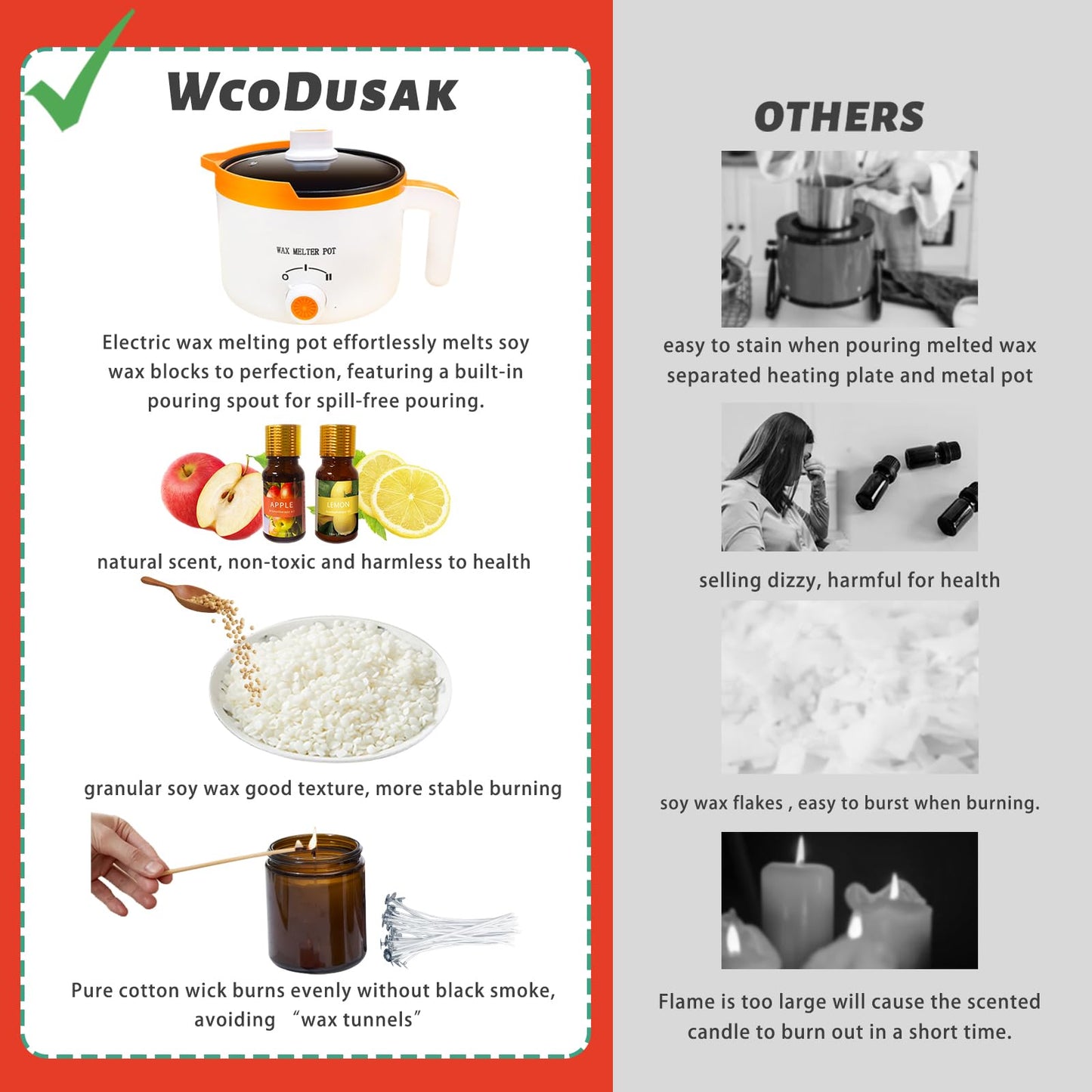 WcoDusak Soy Candle Making Kit for Beginners, Adults & Hobbyist Crafters, All-in-One DIY Supplies with Electric Wax Melter, Ideal for Crafting Handmade Candles as Home Decor and Holiday Gifts