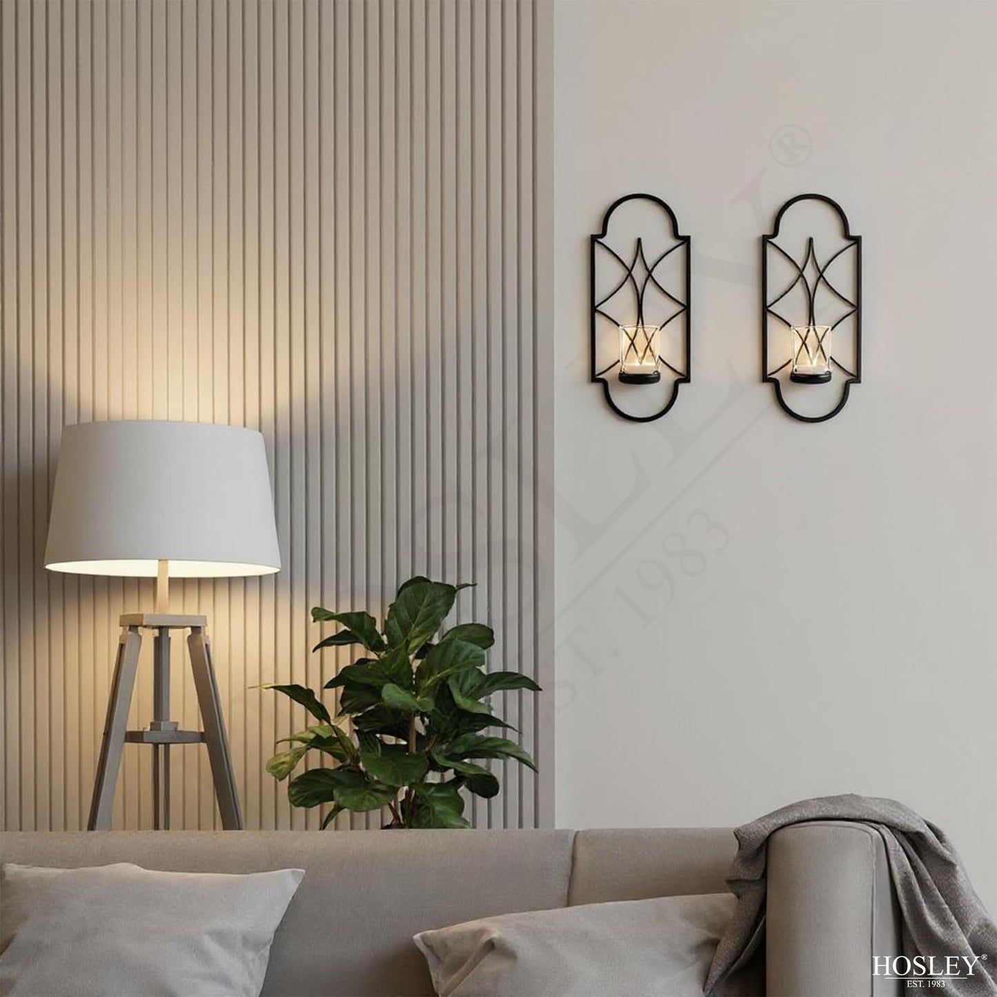 Hosley Set of 2 Iron Tealight Wall Sconces – 12” Decorative Candle Holders for Home Decor, Living Room Bedroom Hallway, Wedding & Housewarming Gift