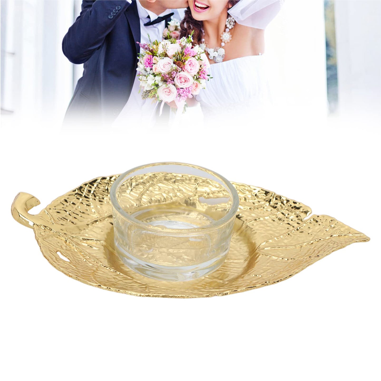 Metal Candle Holder Gold Leaf Candlestick Stand Elegant Simple Design for Christmas Wedding Party Decoration Home Office Decor