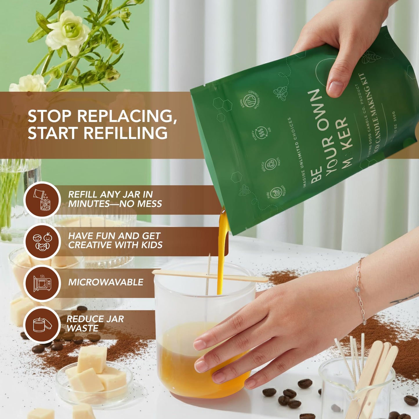 Fresh Robusta Coffee – Pure Beeswax Candle for Men and Women – Non-Toxic Scented Candle for Focus, Clarity & Mood Boosting – 90+ Hour Long Burn – Inspired by Vietnamese Coffee