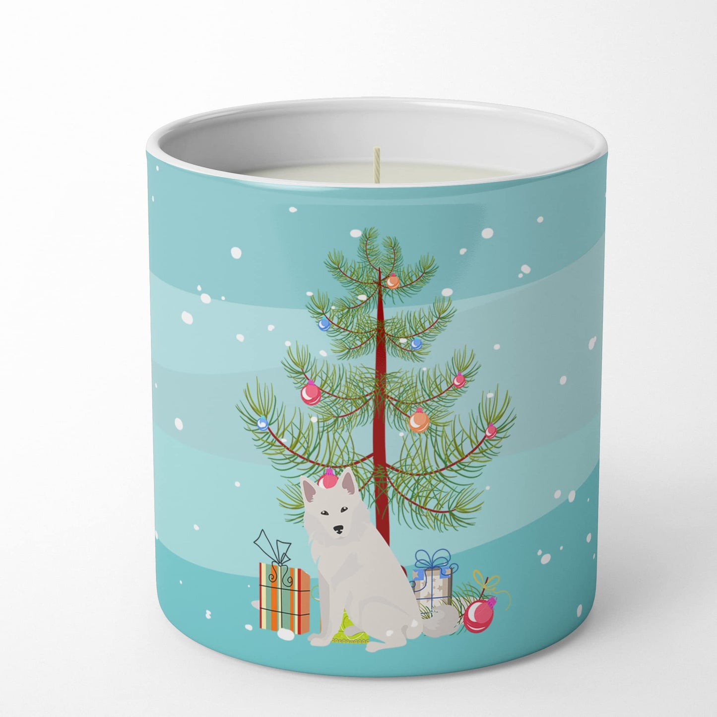 Caroline's Treasures CK3498CDL Danish Spitz Christmas Tree 10 oz Decorative Soy Candle Nature Soy Wax Essential Oil Home Decor Ideal for Bedroom Kitchen Bath Office Gift, 10 oz