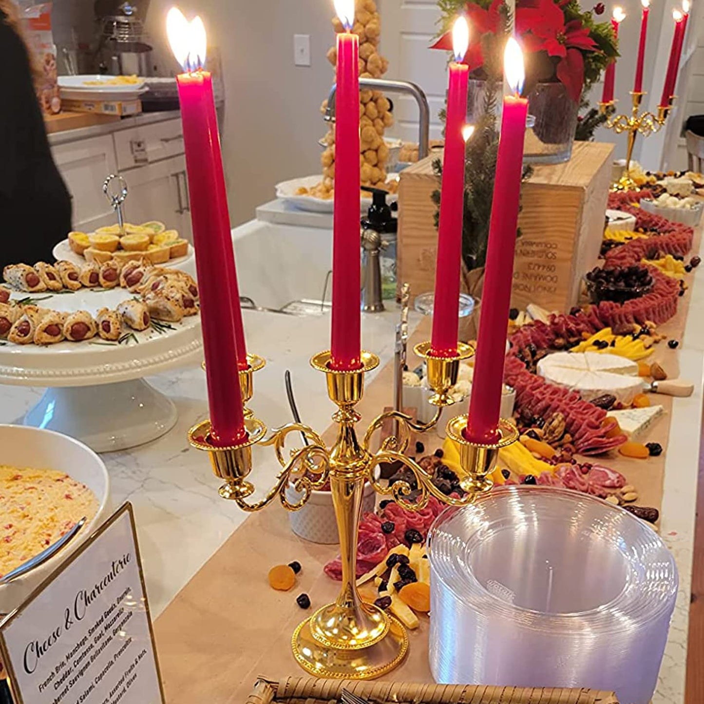 YOUEON 5 Arm Gold Candelabra, Candelabra Candle Holder, 10 Inch Tall Candlesticks Holder, Elegant Taper Candle Holder Centerpiece for Wedding, Church, Halloween, Dining, Home Decor