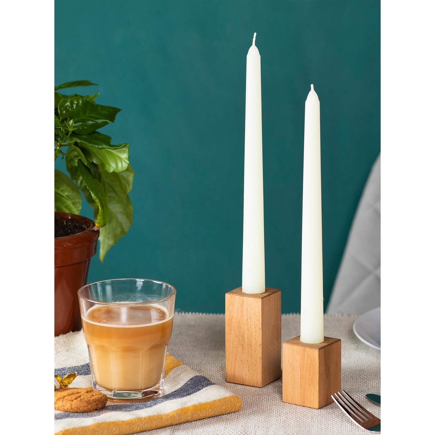 CANDWAX Ivory Taper Candles 10 inch Dripless - Set of 4 Tapered Candles - Smokeless and Unscented Taper Candlesticks Long Burning - Hand Poured Tall Candle Sticks