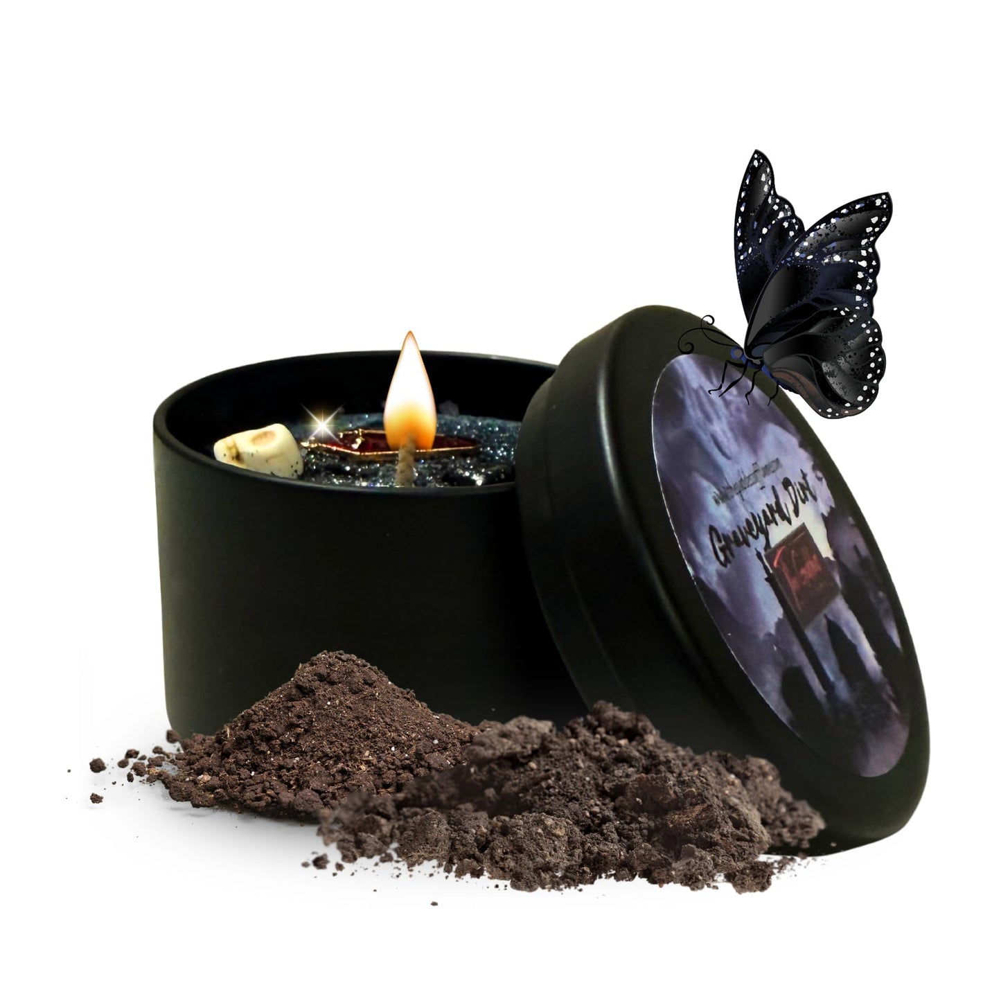Graveyard Dirt Spiritual Spell Candle for Necromancy, Protection and Banishing|Remove hexes and Bad luck | All Natural & Organic Coconut Wax Candle for House Energy Cleansing Purification (4oz)