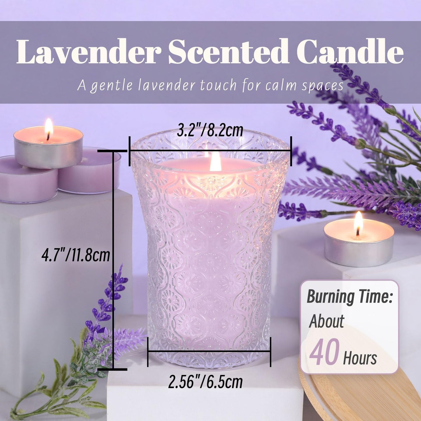 HAVITI Lavender Candle, 8 OZ Scented Candles Soy Jars Candles for Women Galentines Valentines Mother's Day Gift, Aromatherapy Purple Candles for Home Scented Bridal Shower
