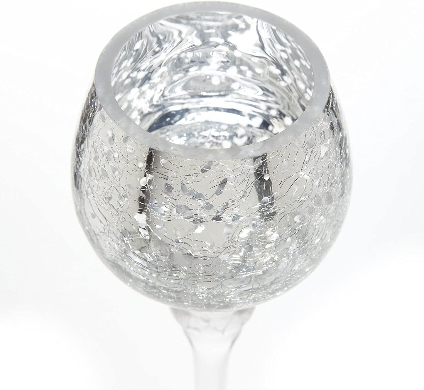 Hosley Set of 3 Metallic Crackle Glass Tealight Holders – 12", 10", 9" Elegant Home Decor, Ambient Lighting, Stylish Centerpieces & Gift Idea