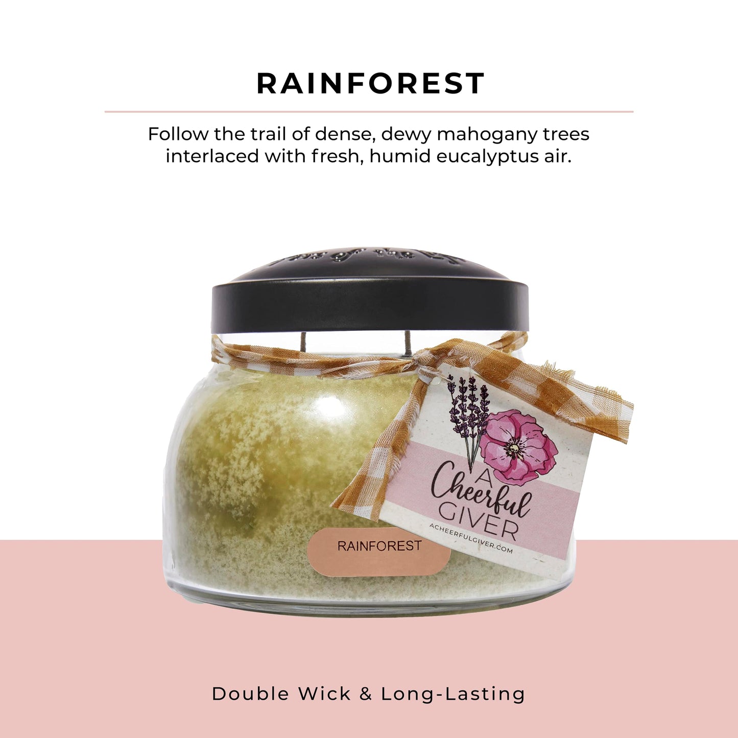 A Cheerful Giver - Rainforest - 22oz Mama Scented Candle Jar with Lid - Keepers of the Light - 125 Hours of Burn Time, Gift for Women, Green