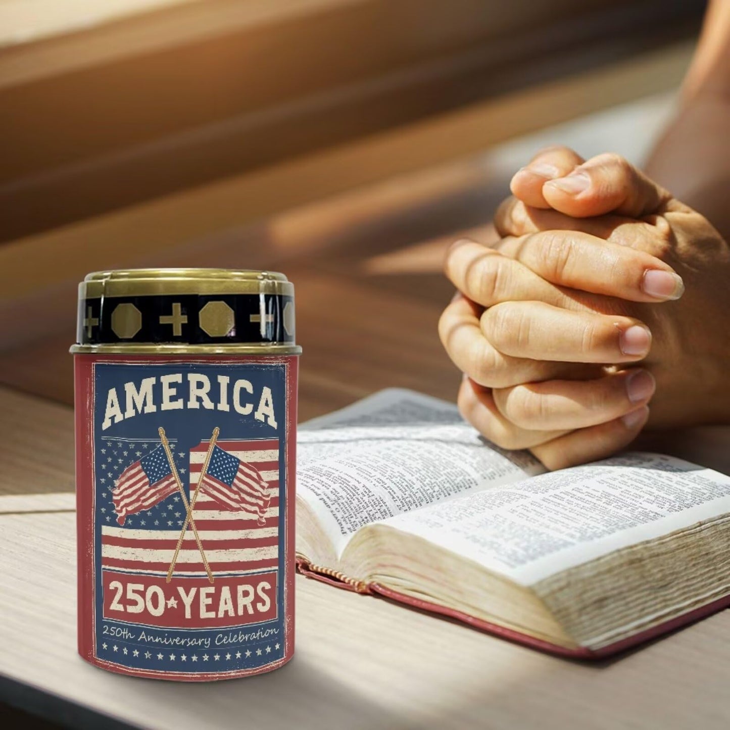 Poceacles Patriotic Solar Powered Flameless Candle Cemetery Votive Candles American Flag 4th of July Decor, 2 PCS, America 250 Years 250th Anniversary Celebration Print