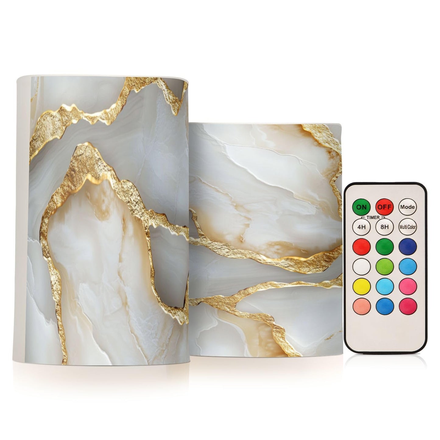 Flameless Pillar Candle Battery Operated Flameless Candles Set for Home Decor Marble White White