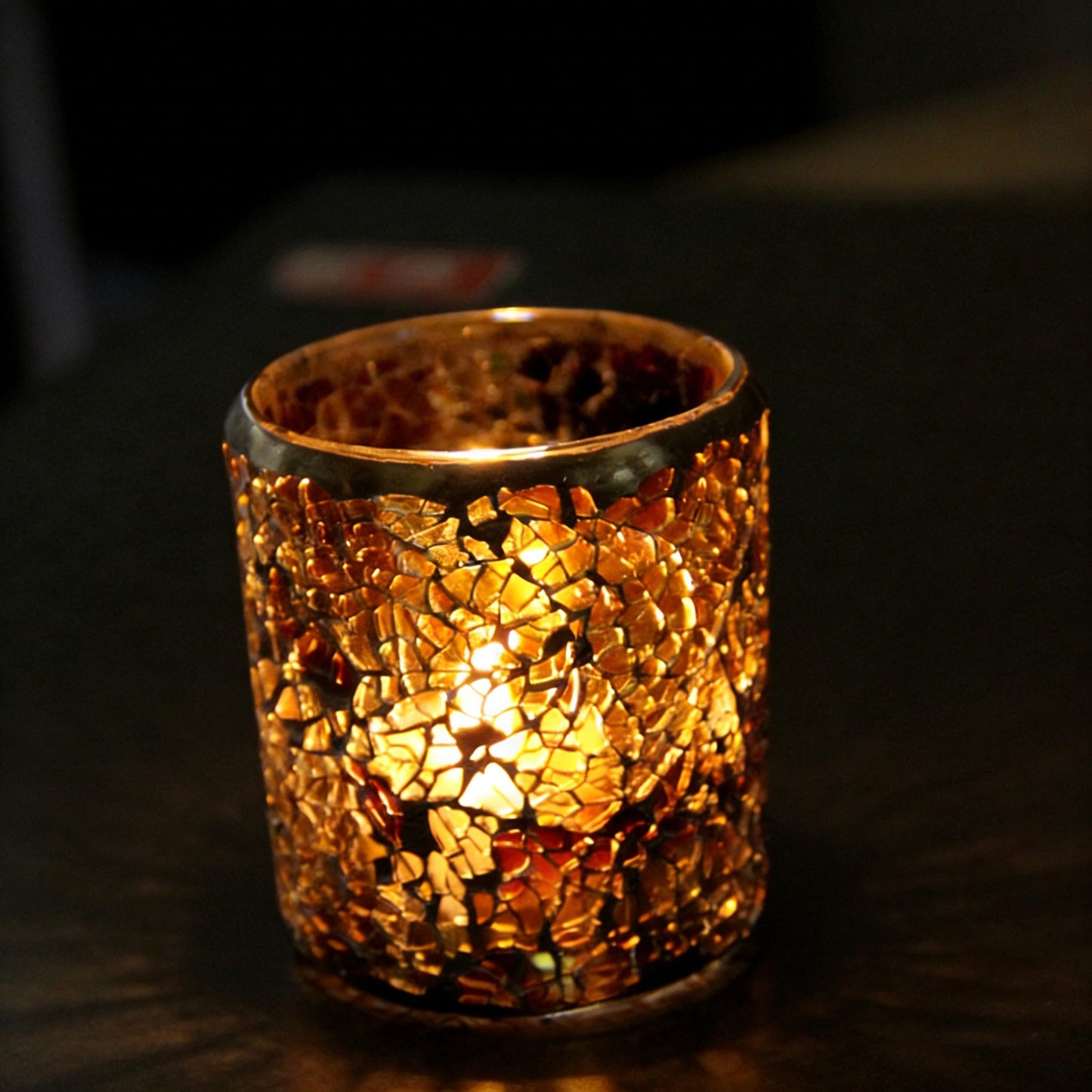 Maimeili Glass Candlestick Romantic Mosaic Broken Candlelight Aromatherapy Candle Cup for Valentine's Day Christmas Thanksgiving Tables Center of Party Decorations(NO Candles)