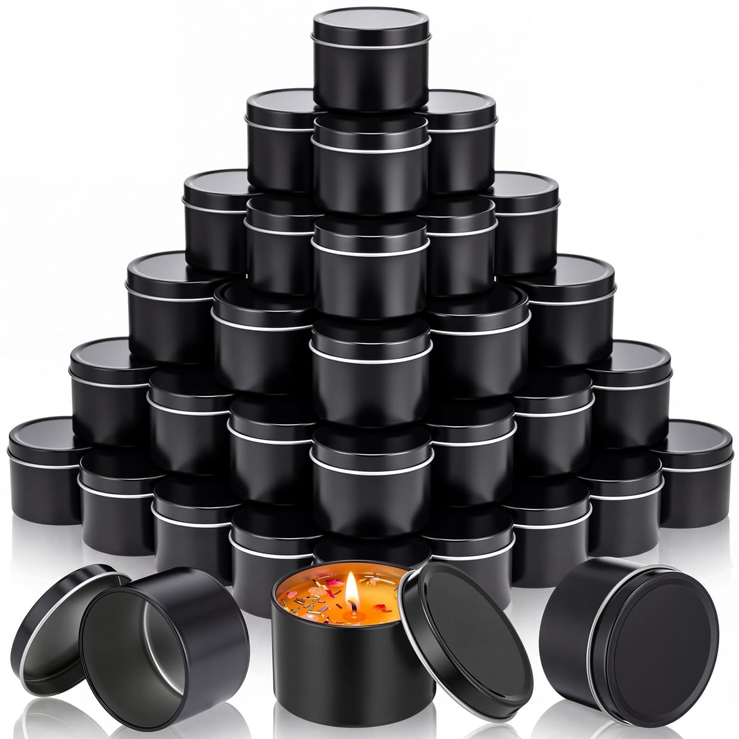 Suclain 100 Pack Black Candle Jars for Making Candles Bulk, 3oz Mini Empty Candle Tins with Lids Heatproof Tinplate Metal Candles Containers for DIY Making, Arts & Crafts, Sample Storage, Party Gifts