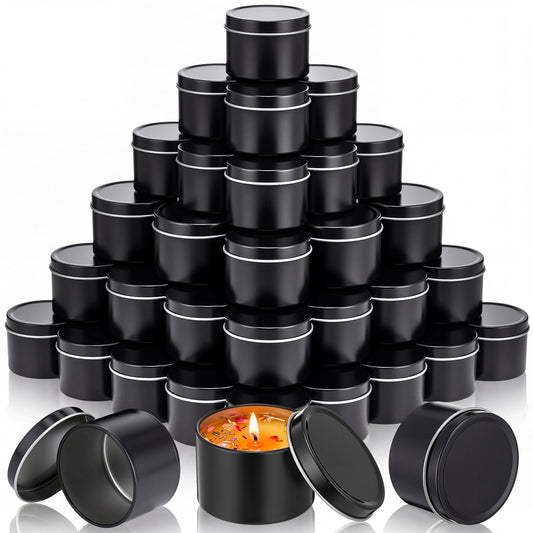 Suclain 100 Pack Black Candle Jars for Making Candles Bulk, 3oz Mini Empty Candle Tins with Lids Heatproof Tinplate Metal Candles Containers for DIY Making, Arts & Crafts, Sample Storage, Party Gifts
