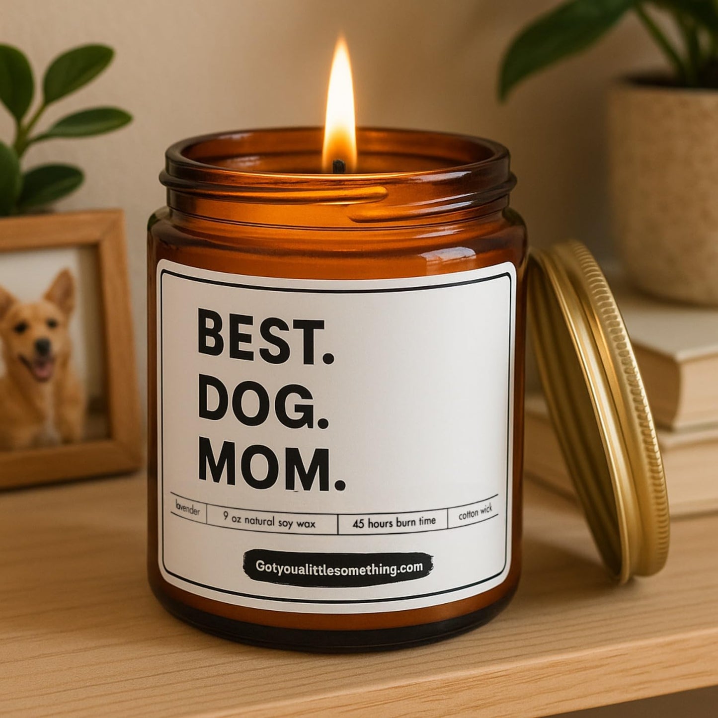 Best Dog Mom Scented Candle | Lavender Vanilla, 100% Soy Wax, Long Burn Time | Dog Mom Gifts for Women, New Puppy Funny Present Idea for Pet Lover, Fur Mama Gift for Mothers Day for Friends, Coworkers