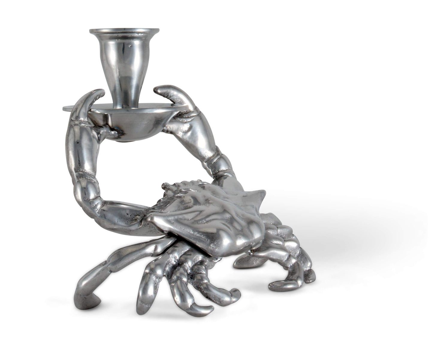 Arthur Court Aluminum Metal Crab Candle Holders/Candlestick - Perfect for Outdoor Table or Ocean/sea décor Quality Durable Silver Metal 5.5 inch Tall