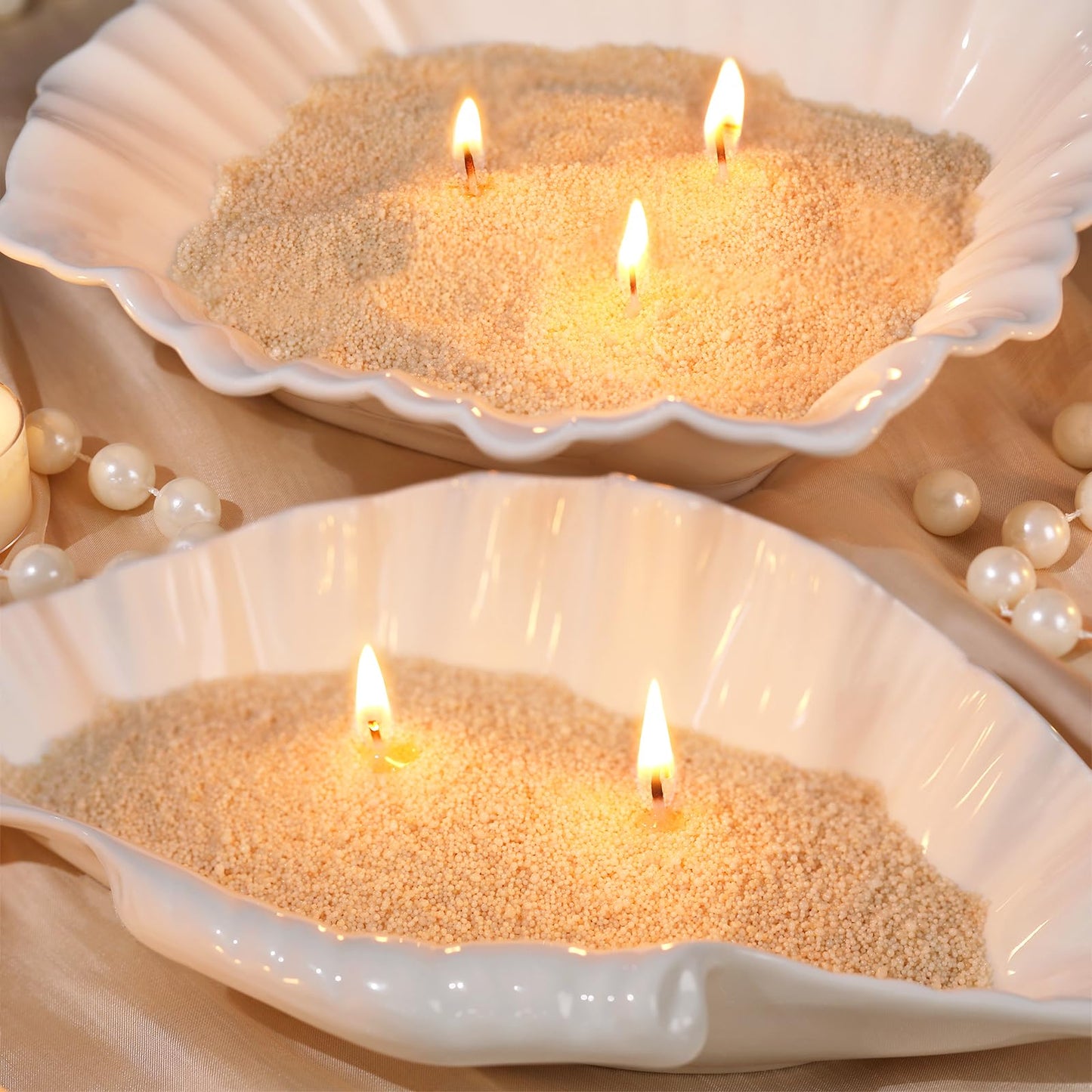 REISEN 2.2lb/35OZ Candle Sand Wax- Unscented Nude Sand Candle with 10 Wicks & Wooden Spoon, Non Toxic Wax Beads, Refillable Natural Wax for Powder Candle Making