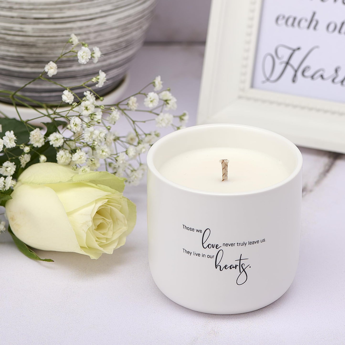 Sympathy Candle - Natural Soy Wax Scented Memorial Candles for Loss of Loved One - Remembrance, Grief, Condolences, Funeral, Thinking of You, Bereavement Gifts - Gardenia - 40 Burn hrs