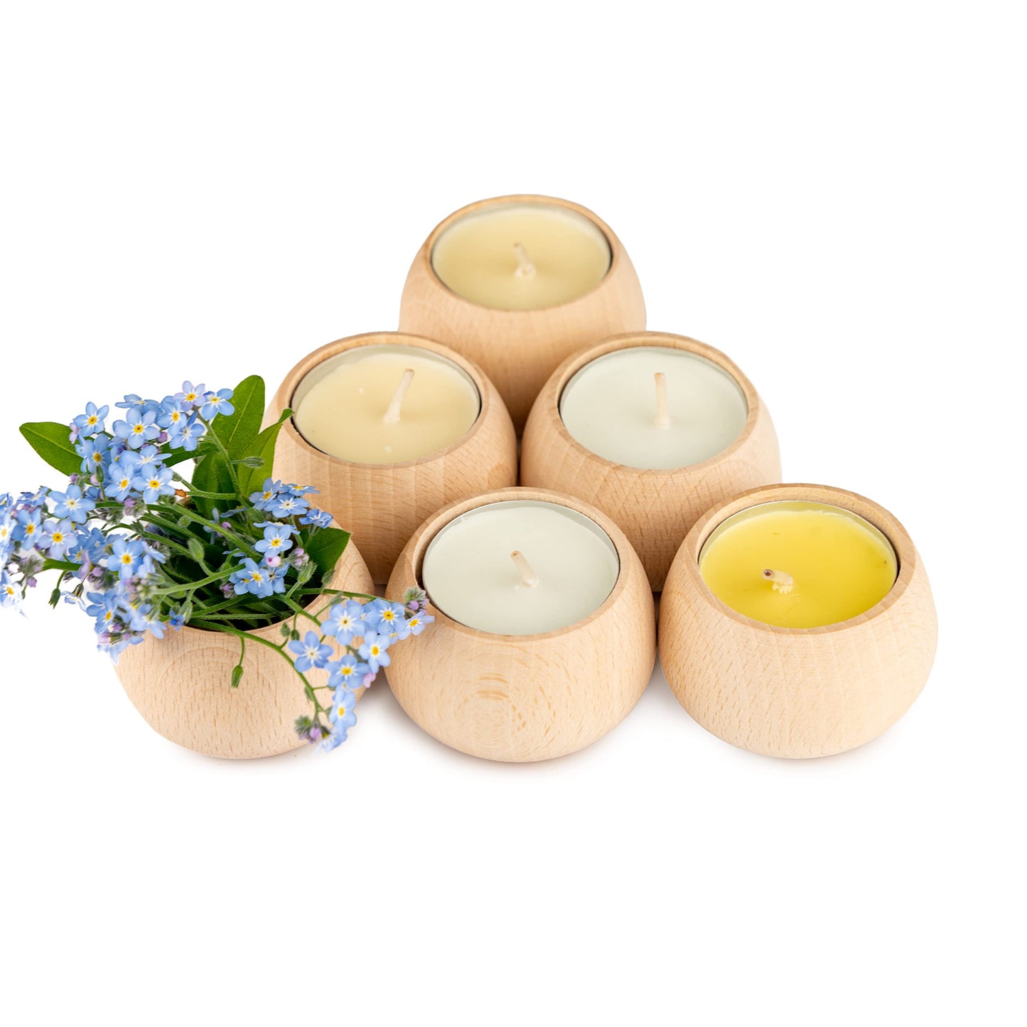 Woodvio - Handmade Wooden Candle Holders for votives and Tea Lights Candles, Set of 6