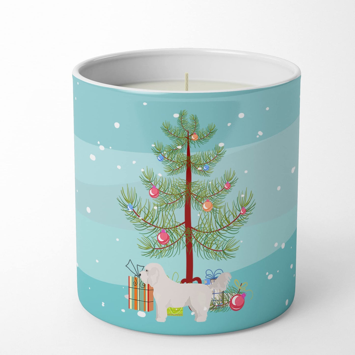 Caroline's Treasures CK3805CDL Bichpoo White Christmas Tree 10 oz Decorative Soy Candle Nature Soy Wax Essential Oil Home Decor Ideal for Bedroom Kitchen Bath Office Gift, 10 oz