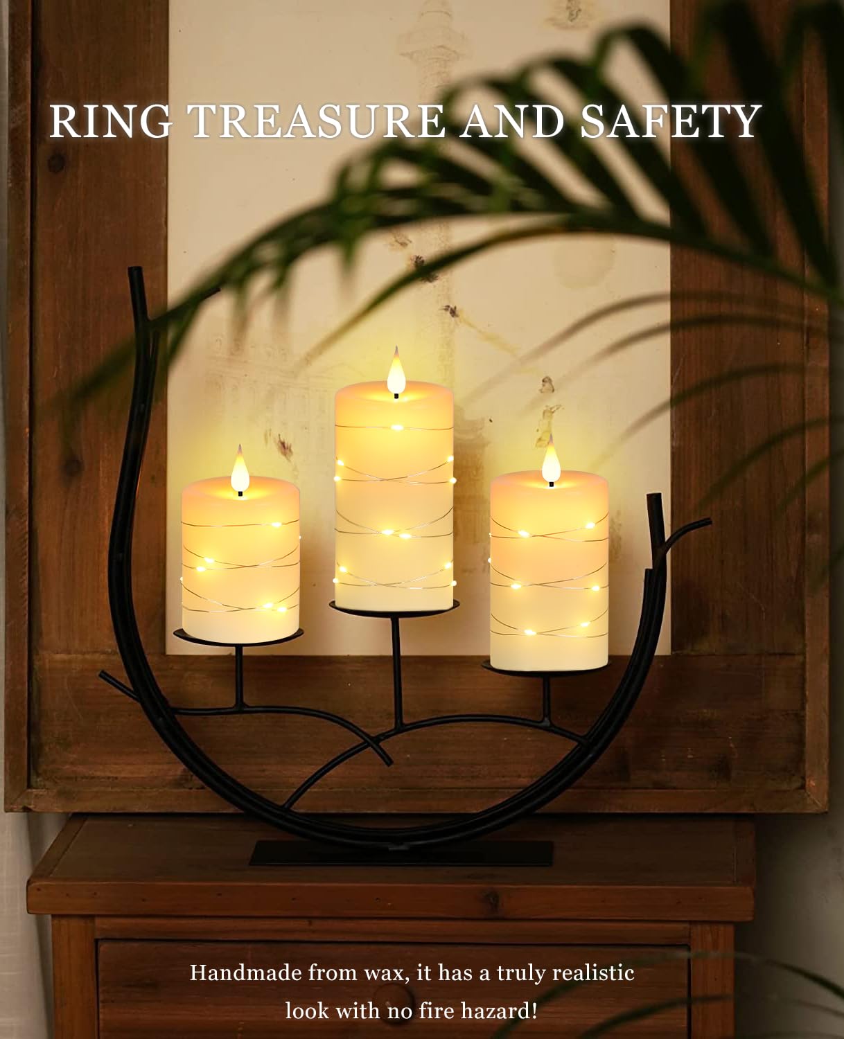 Fanzir Flameless Candles With Remote, Battery Operated Candles LED Candles with string lights Flickering Candles with Timer, 4‘’ 5‘’ 6‘’ Candle For Seasonal and Festival Celebration’s Candles set of 3