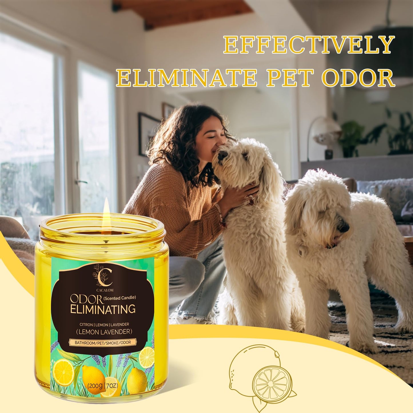 Lavender Odor Eliminating Candles, Pet Scented Candles for Home, Single Wick Soy Candle Gifts for Women, Men, Ideal for Creating Relaxing Atmosphere, Over 50 Hours of Burn Time