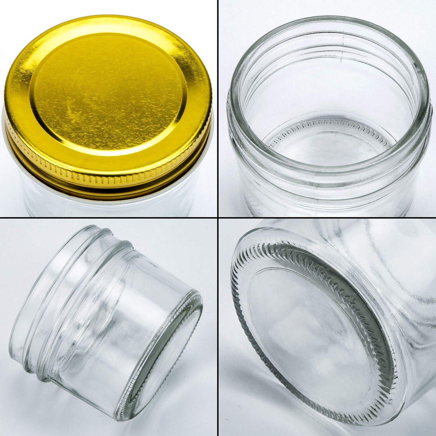 Encheng 4 oz Clear Glass Jars With Lids(Golden),Small Spice Jar For Herb,Jelly,Jams,Wide Mouth Manson Jars Canning Jar For Kitchen Storage 40 Pack