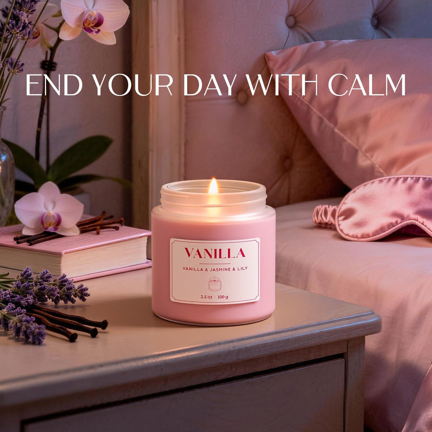 NORVENCE Scented Candles Gift Set, Stress Relief Candles for Home, Premium Soy Candle Set, Candles for Women and Men, Birthday Gifts (Pink, 7 oz)