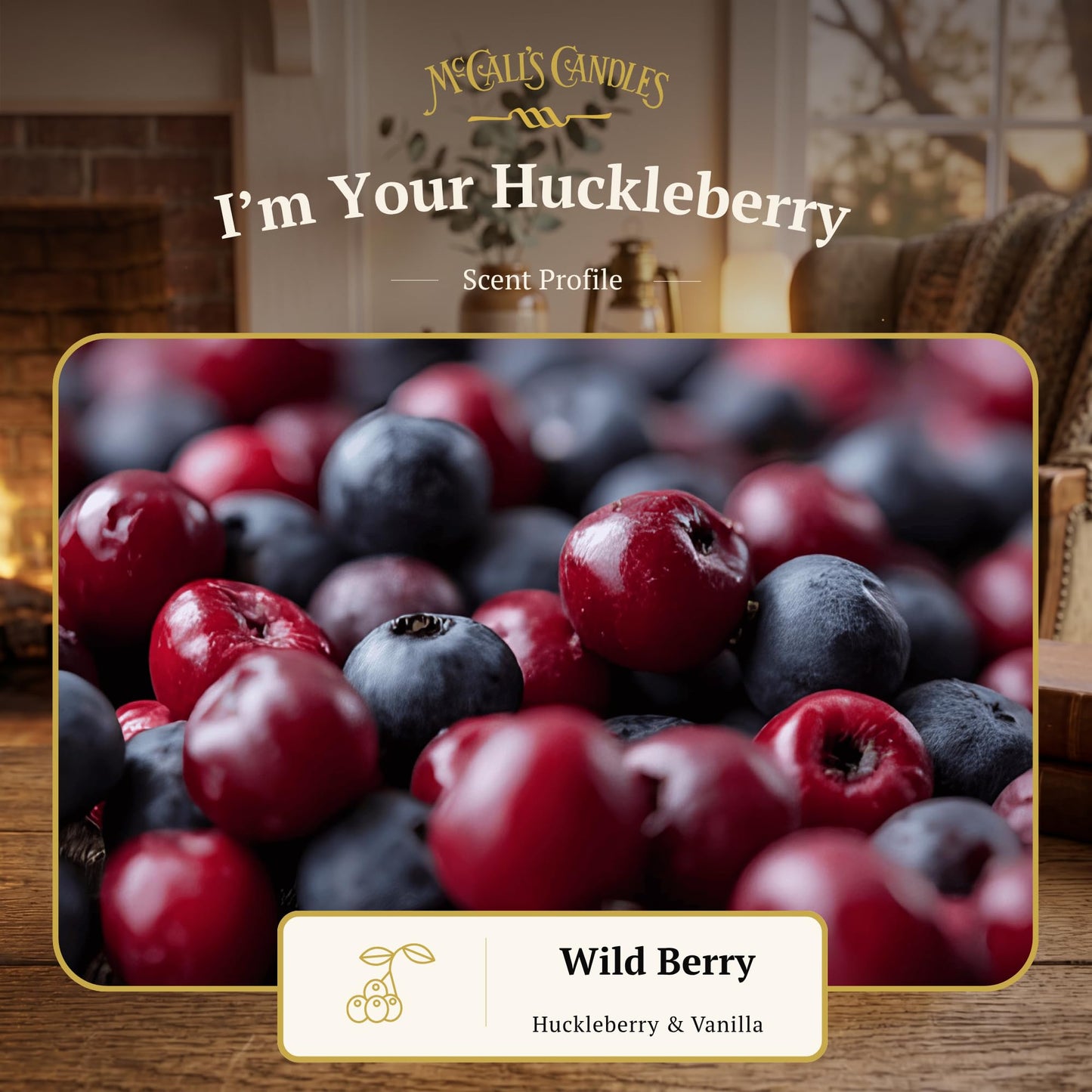 McCall’s Candles | I’m Your Huckleberry | 26 oz Classic Jar Candle | USA-Poured | Rustic Jar with Carrying Handles | Wild Berry & Country Charm Fragrance