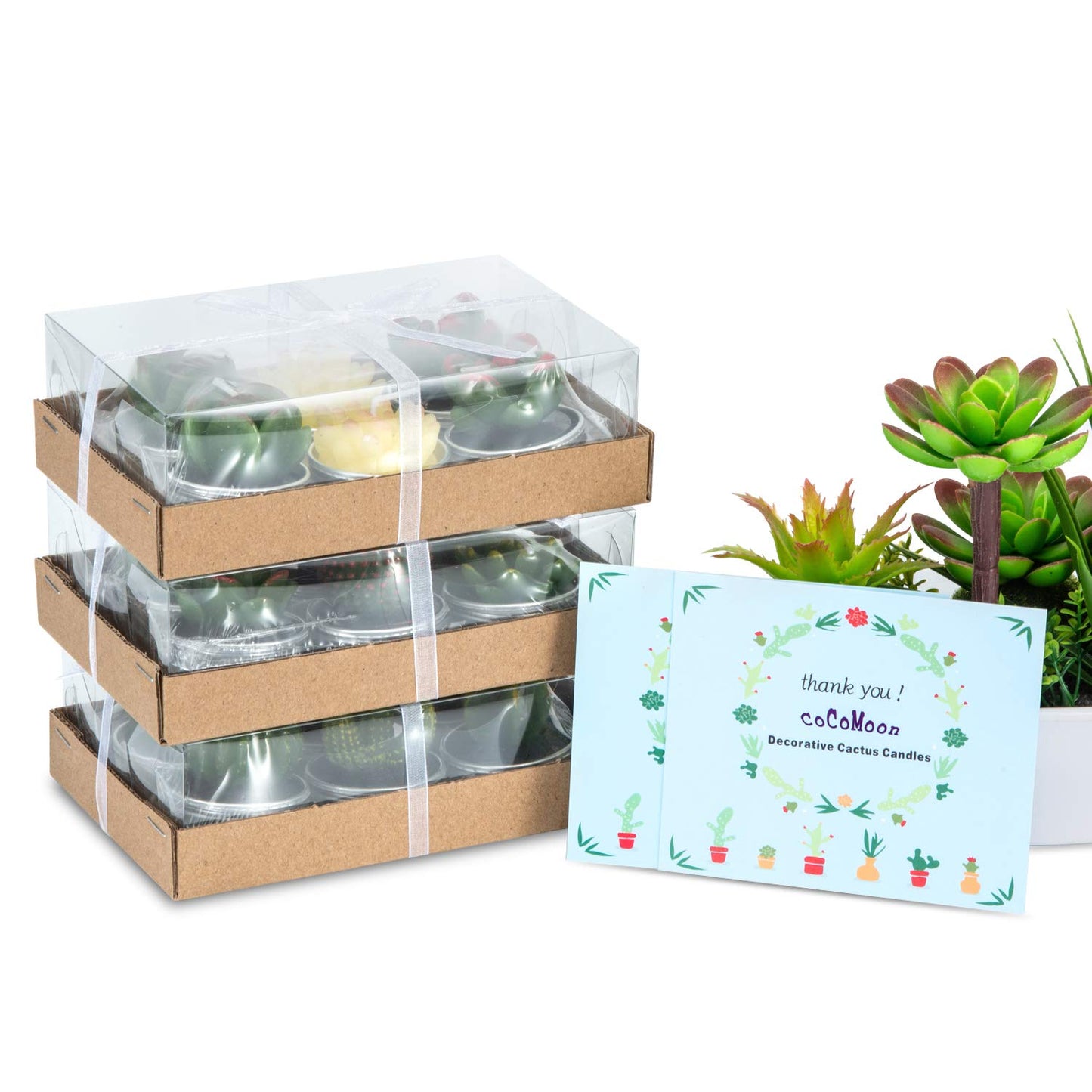 Cactus Tealight Candles(18 Pcs), Artificial Succulents Decorative Tea Light Candles,Perfect for Birthday Wedding Party Home Decor