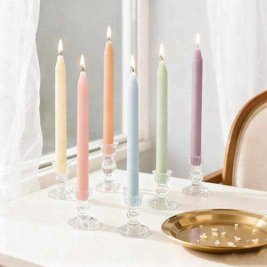 Daywhote Candy Taper Candle,10 Inch Pastel Unscented Dripless Colored Candle Set,Handmade Colorful Candle Sticks for Wedding Party Decor,Home Dinning Table Decor (6Pcs)