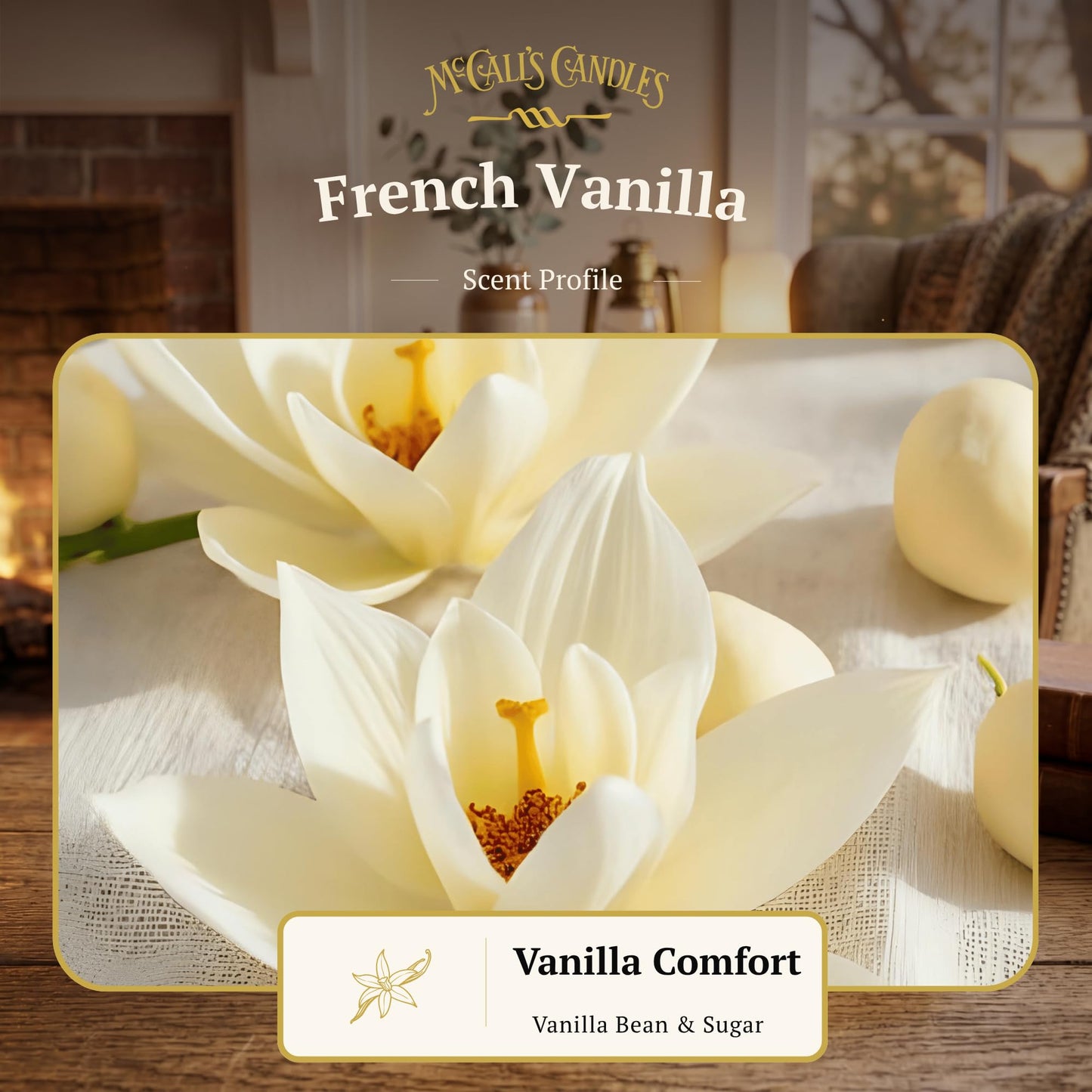 McCall’s Candles | French Vanilla | 26 oz Scented Candle | USA-Poured | Vintage Rustic Jar with Carrying Handle | Smooth Creamy French Vanilla Fragrance