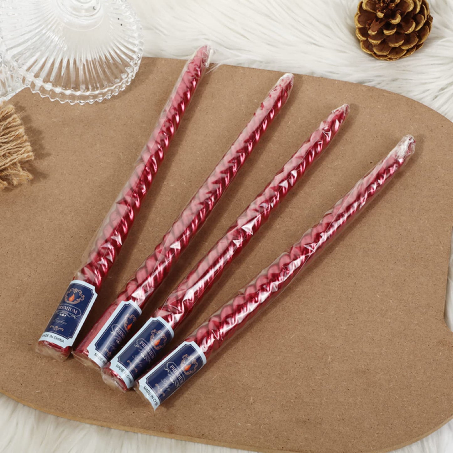 Kemladio Candle, 4pcs 10 inch Red Unscented Taper Candles, 8 Hrs Burn Time, Dinner, Halloween